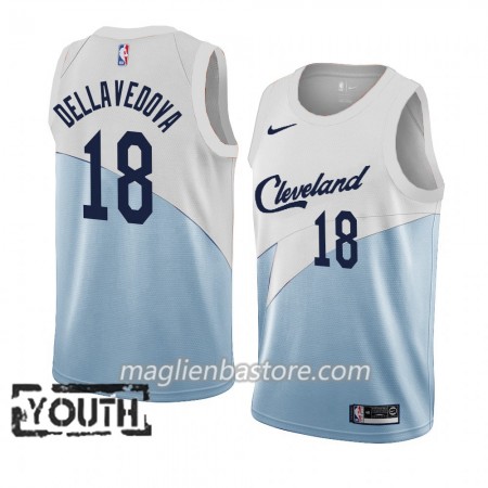 Maglia NBA Cleveland Cavaliers Matthew Dellavedova 18 2018-19 Nike Blu Bianco Swingman - Bambino